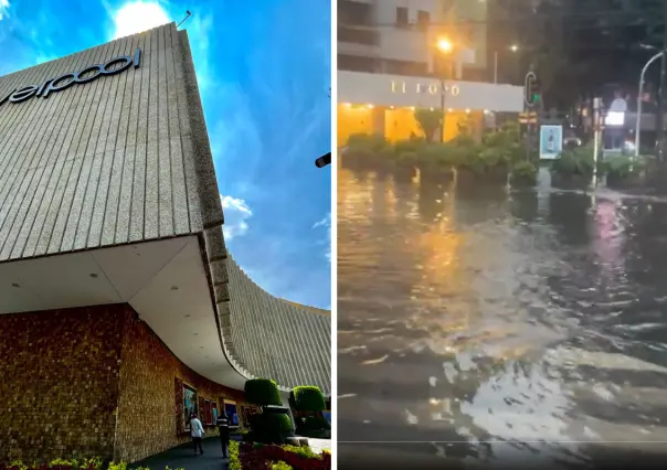 Polanco bajo el agua por lluvias en Ciudad de México, así luce Masaryk | VIDEO