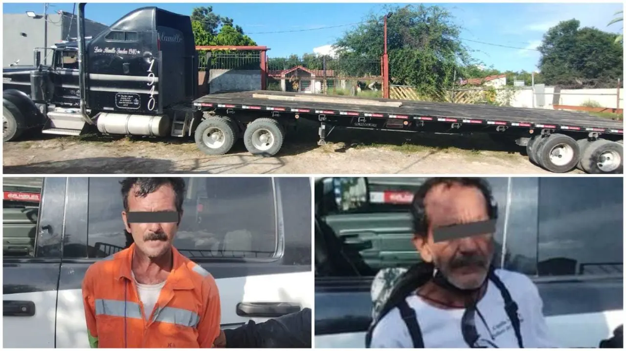 La Policía de Juárez detiene a 2 hombres por el delito de equiparable al robo de vehículo. Foto.  Policía de Juárez