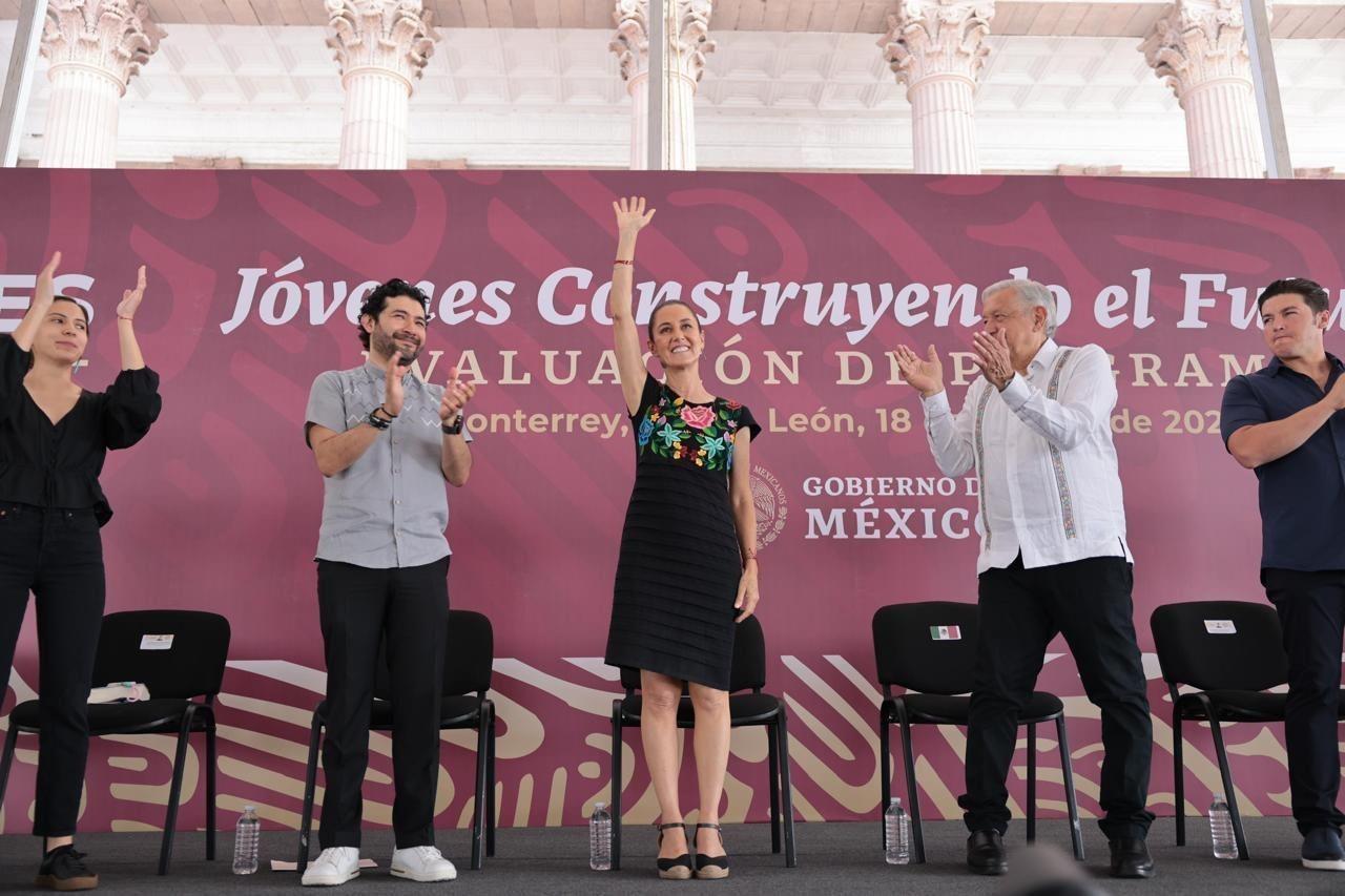 Claudia Sheinbaum acompañó al presidente López Obrador en su gira de programas sociales en Nuevo León. Foto: Claudia Sheinbaum