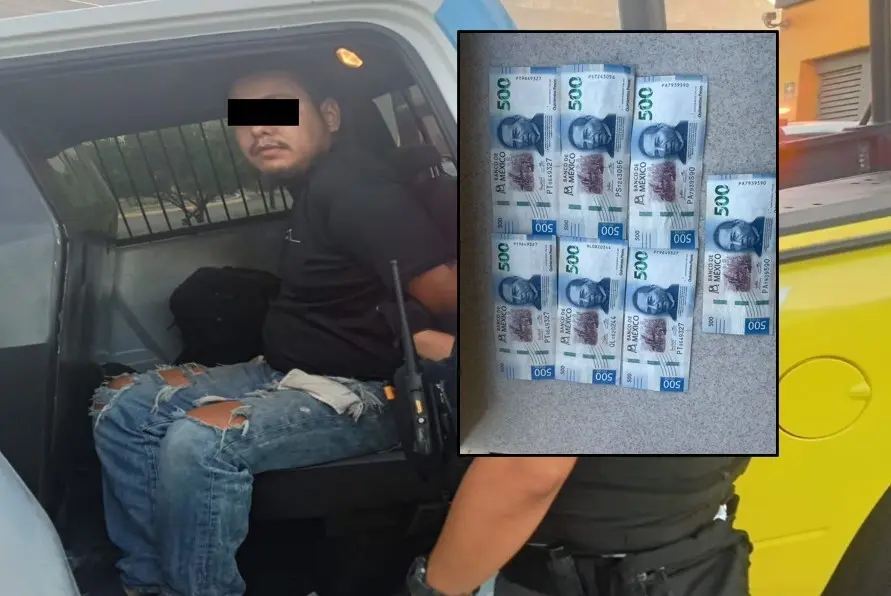 Detienen a hombre  por intentar depositar billetes falsos en un Oxxo