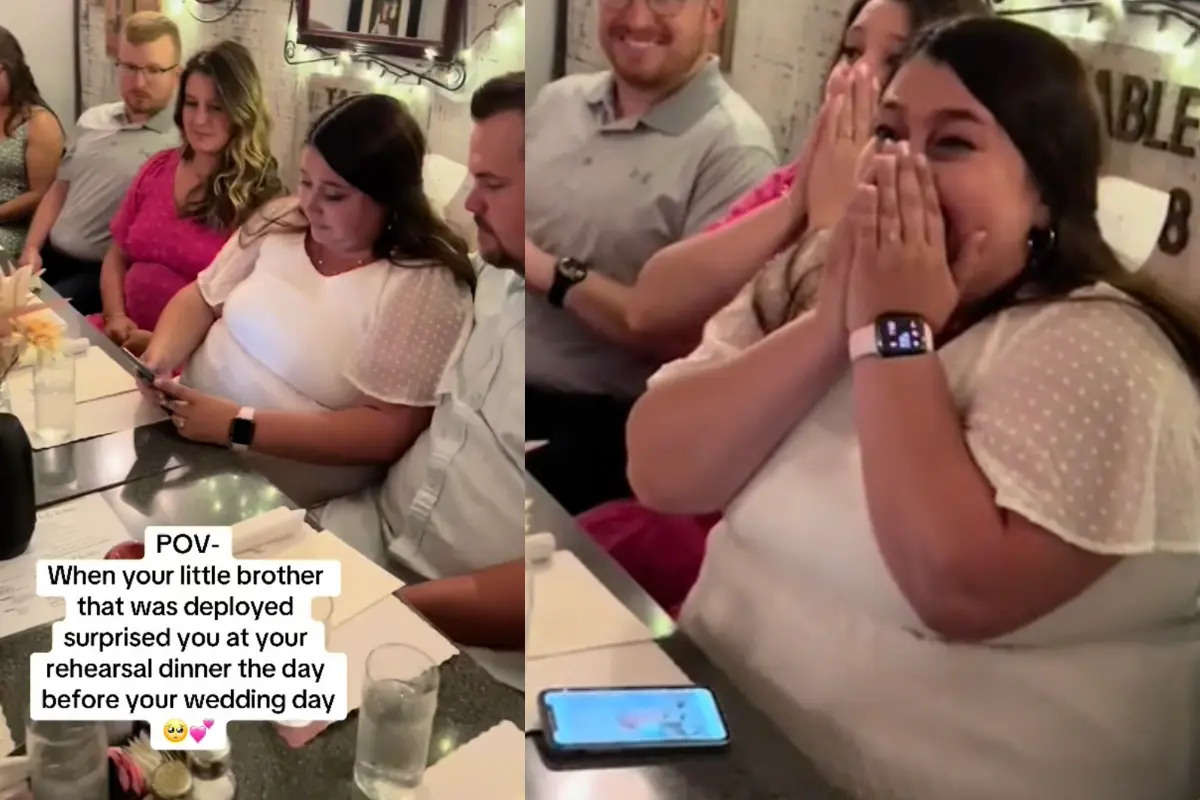 Novia sorprendida por su hermano en el día de su boda. Foto: Captura pantalla TikTok @India Callahan