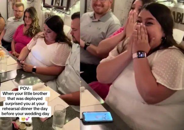 Soldado sorprende a su hermana en el día de su boda (VIDEO)