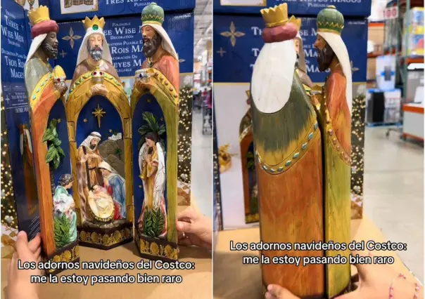 ¡Beso de tres! Figura de los Reyes Magos se vuelve viral (VIDEO)