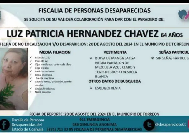 Solicitan ayuda para localizar a mujer en Torreón con presunto problema mental