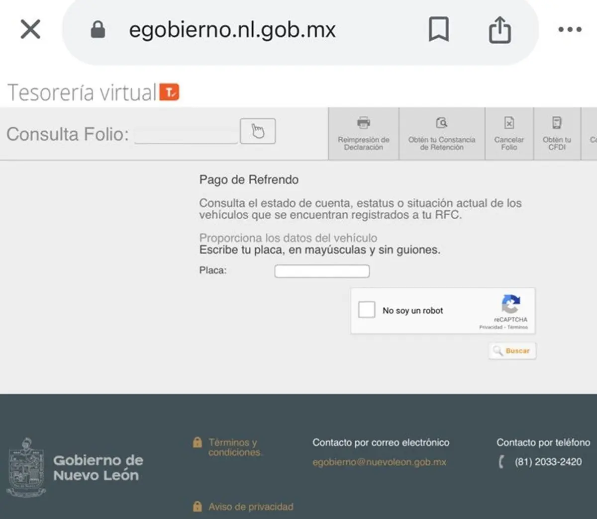Alarman por página falsa para pago de refrendo en Nuevo León