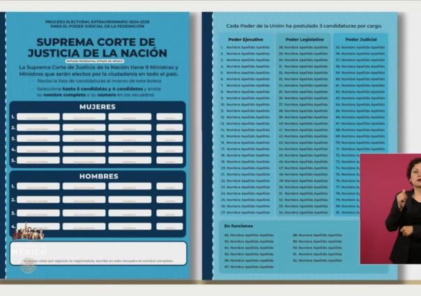 ¿Cómo serían las boletas para la elección de miembros del Poder Judicial?