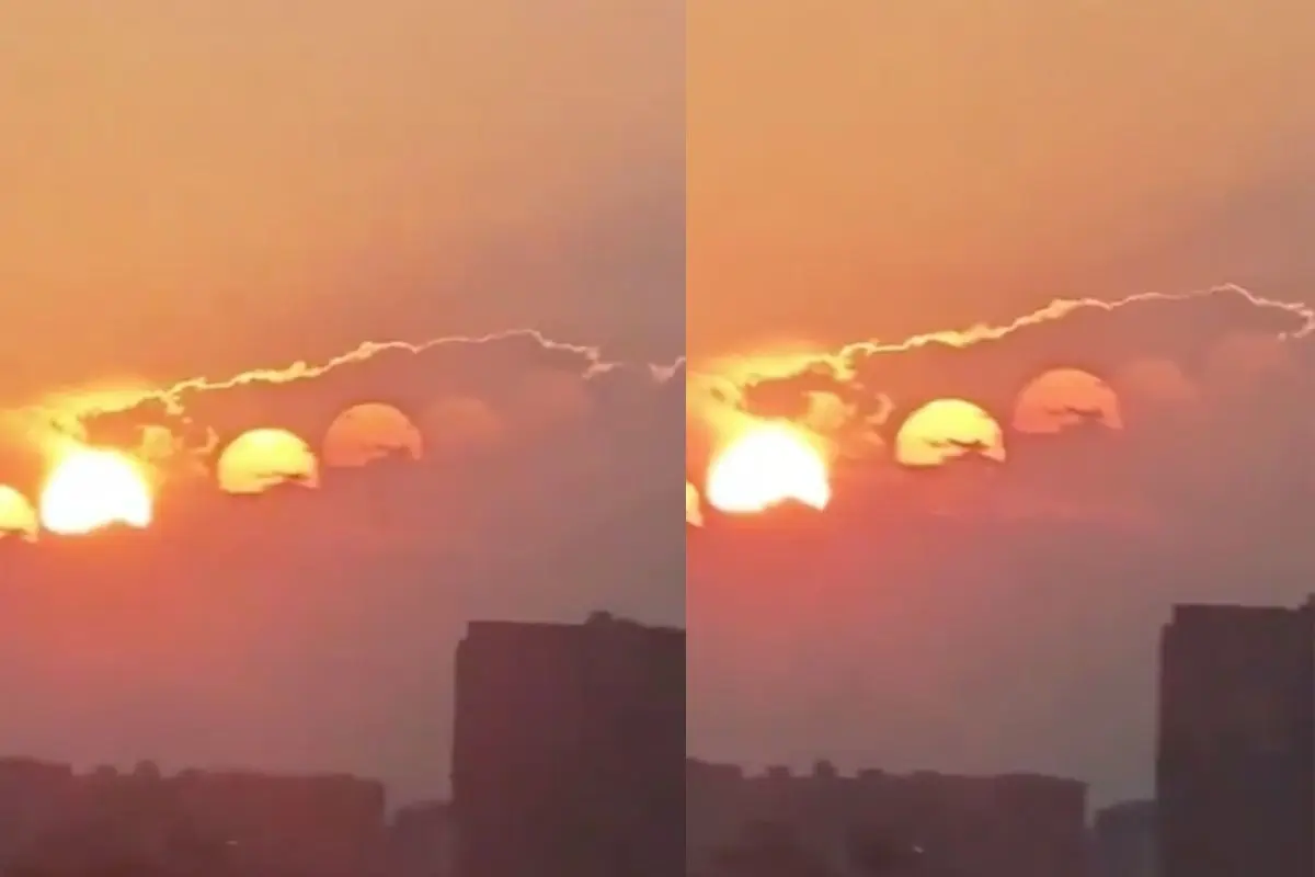 Aparición de 7 soles en el cielo de China. Foto: X @chematierra