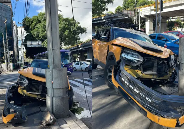 Automovilista pierde el control y se sube a la banqueta en Iztacalco