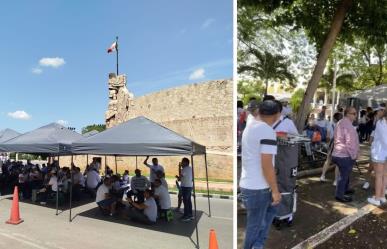 Trabajadores del Poder Judicial bloquean el Monumento a la Patria en Mérida