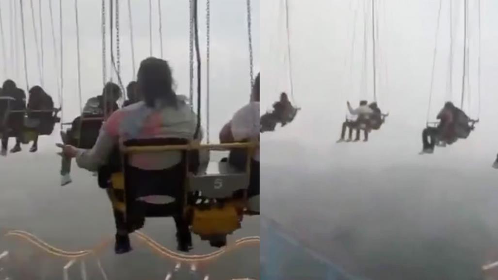 Personas se quedan varadas en juego mecánico de Six Flags por lluvias | VIDEO