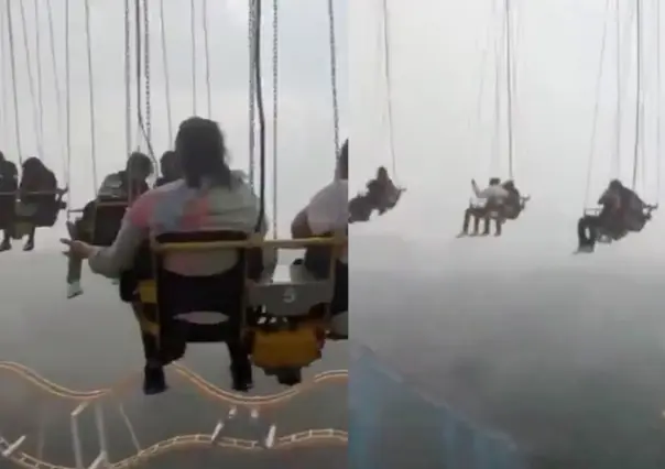 Personas se quedan varadas en juego mecánico de Six Flags por lluvias | VIDEO