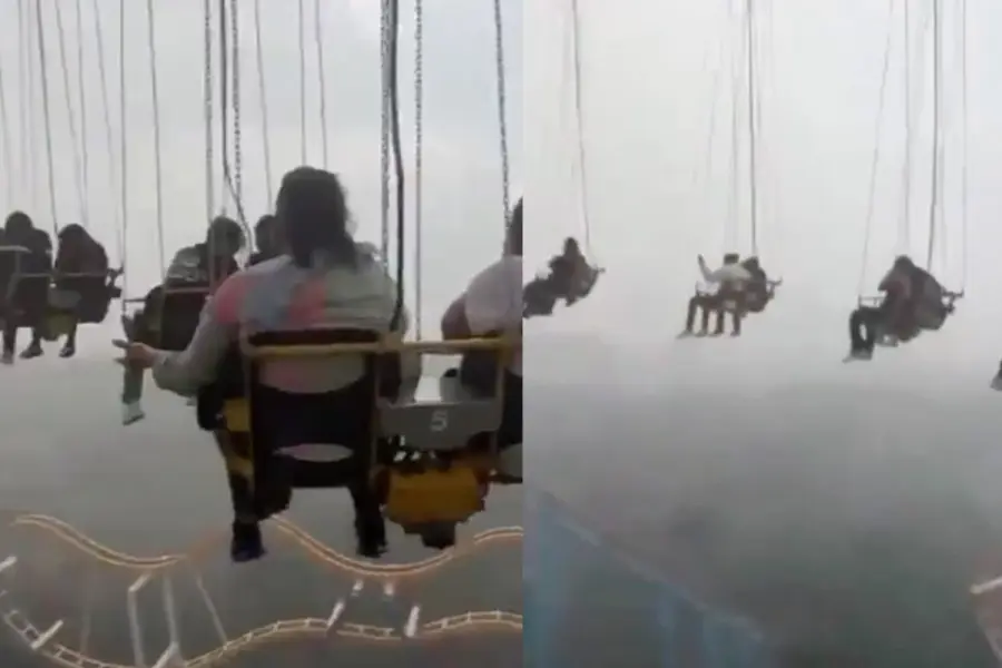 Personas se quedan varadas en juego mecánico de Six Flags por lluvias | VIDEO