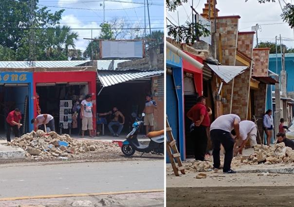 Mujer termina herida en el Centro de Ticul al colapsar techo de comercio