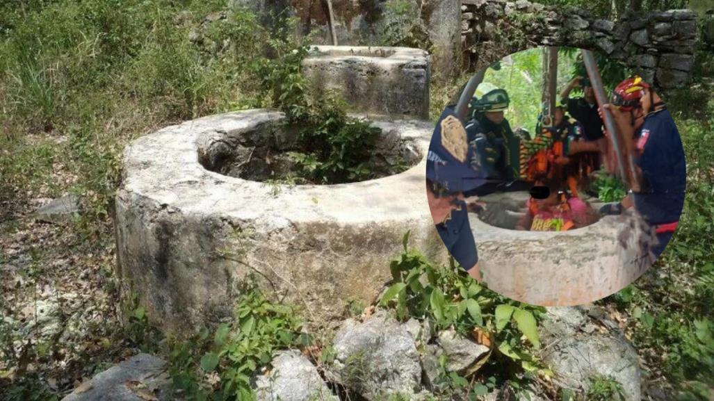 Rescatan a una mujer tras arrojarse a un pozo de 10 metros en Cacalchén