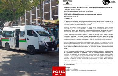 Estudiantes de Morelos advierten protestas si aumenta tarifa de transporte