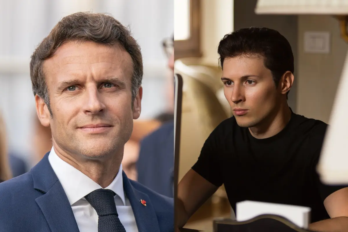 Presidente de Francia, Macron / Fundador de Telegram, Durov. Foto: Especial