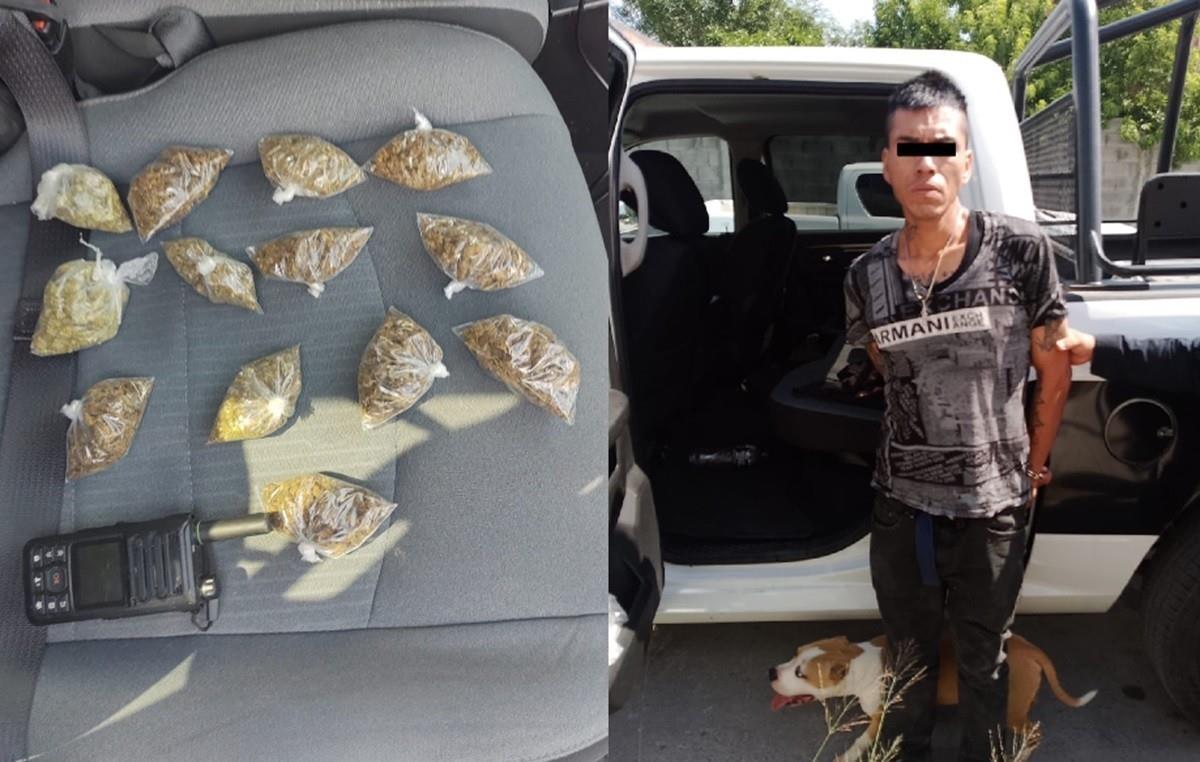 Cae hombre con drogas y moto robada tras persecución en Juárez, Nuevo León