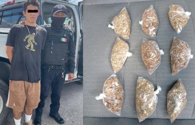 Detienen a sujeto con 9 envoltorios de marihuana en Juárez, Nuevo León