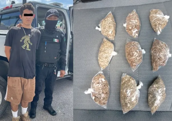 Detienen a sujeto con 9 envoltorios de marihuana en Juárez, Nuevo León