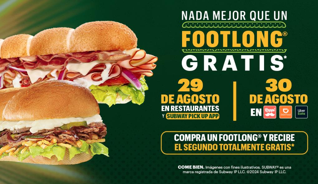 Duplica el placer con Subway: ¡Compra un Footlong y obtén otro gratis este 29 de agosto!