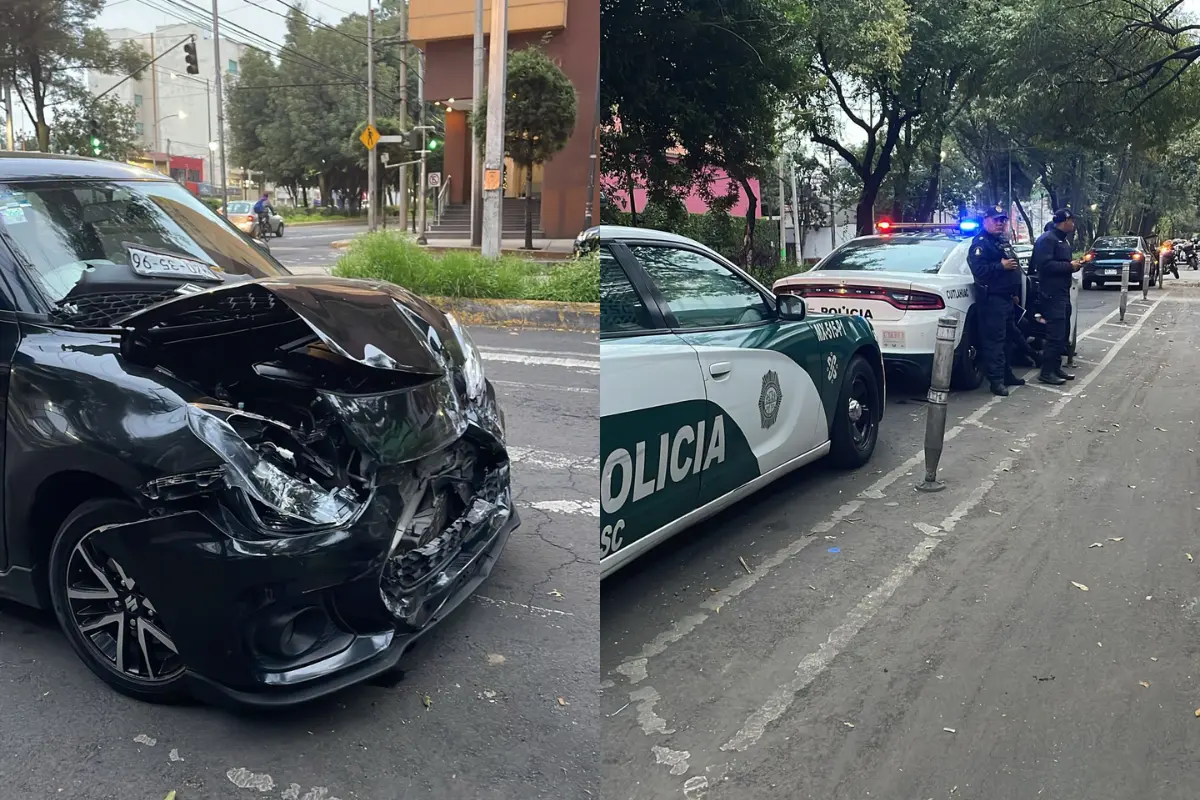 Auto chocado en la colonia Clavería. Foto: Ramón Ramírez