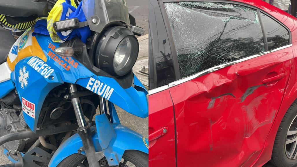 Paramédico motorizado del ERUM choca contra auto en la GAM y queda herido