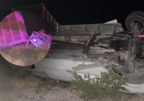 Aparatosa volcadura en la carretera Allende-Rosita deja tres lesionados 