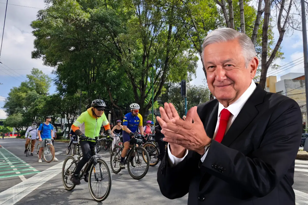 Ciclistas en CDMX, AMLO. Foto: @MIBiciCDMX