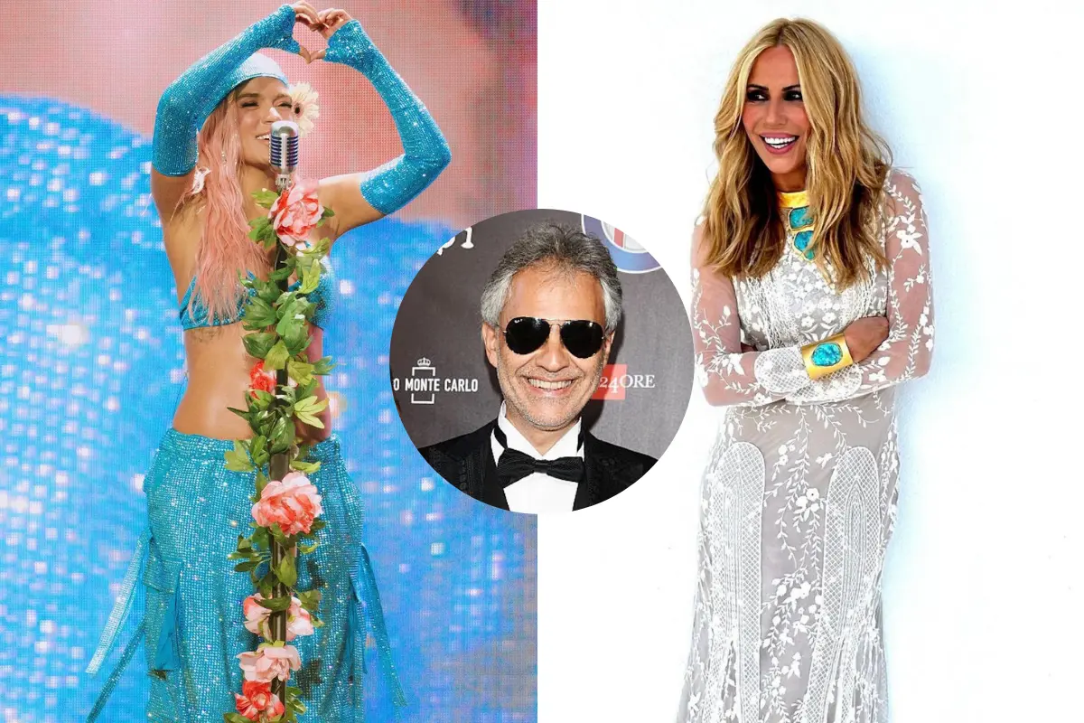 Karol G, Andrea Bocelli y Marta Sánchez, Foto: Especial