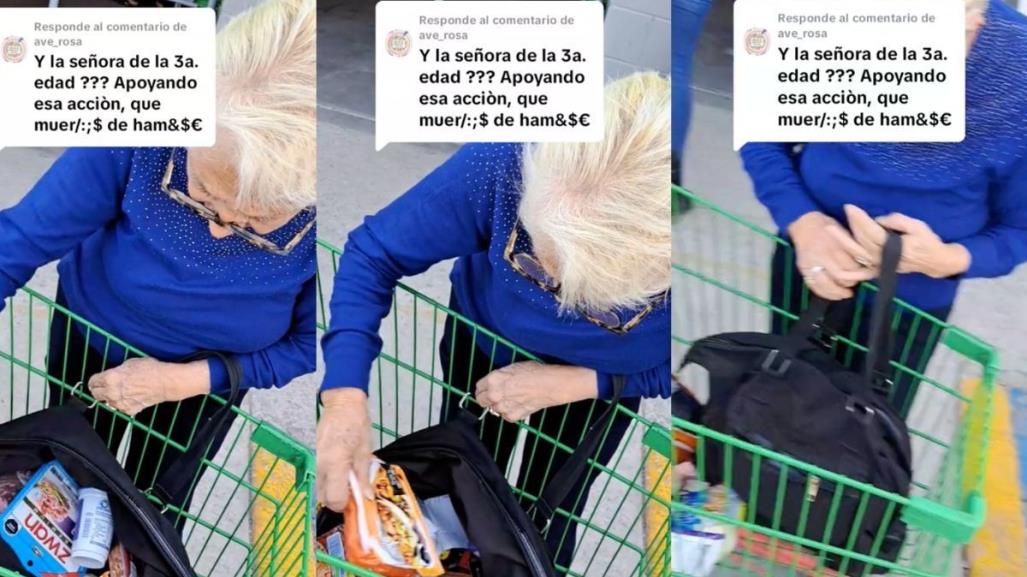 Abuelita roba mercancía de supermercado, es familiar de #LadyCucaracha