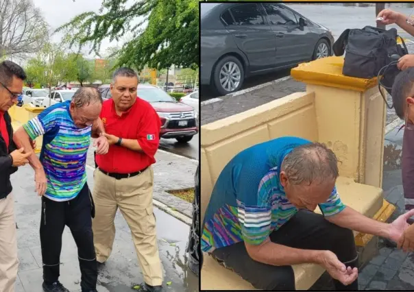 Rescatan a hombre ebrio tras estar horas bajo la lluvia en Torreón