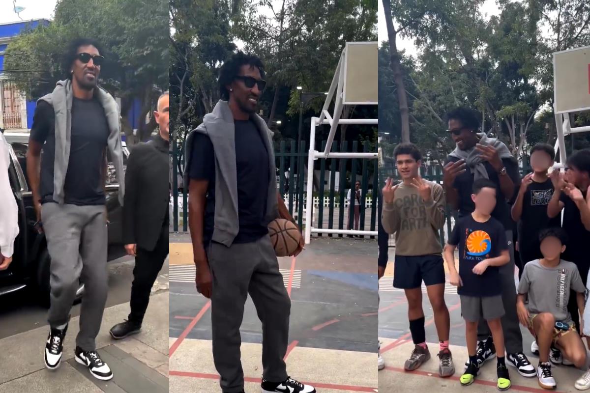 Scott Pippen en cancha de CDMX.   Foto: Captura de pantalla