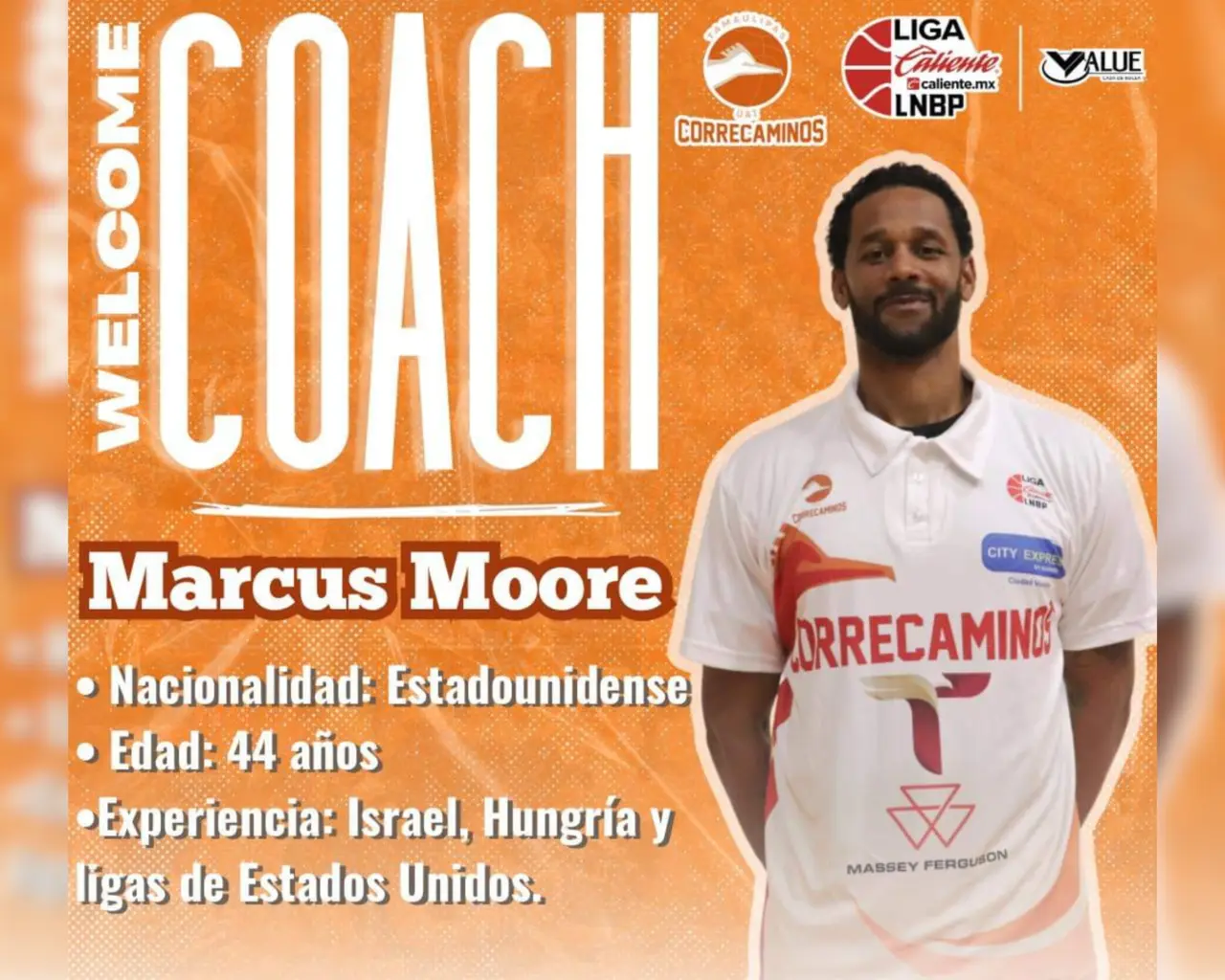 Correbasket presentó a través de sus redes a Marcus Moore de 44 años, con experiencia en Israel, Hungría y en ligas de Estados Unidos. Foto: Correbasket