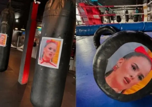 Gimnasio de San Nicolás coloca imágenes de Gala Montes en costales de boxeo