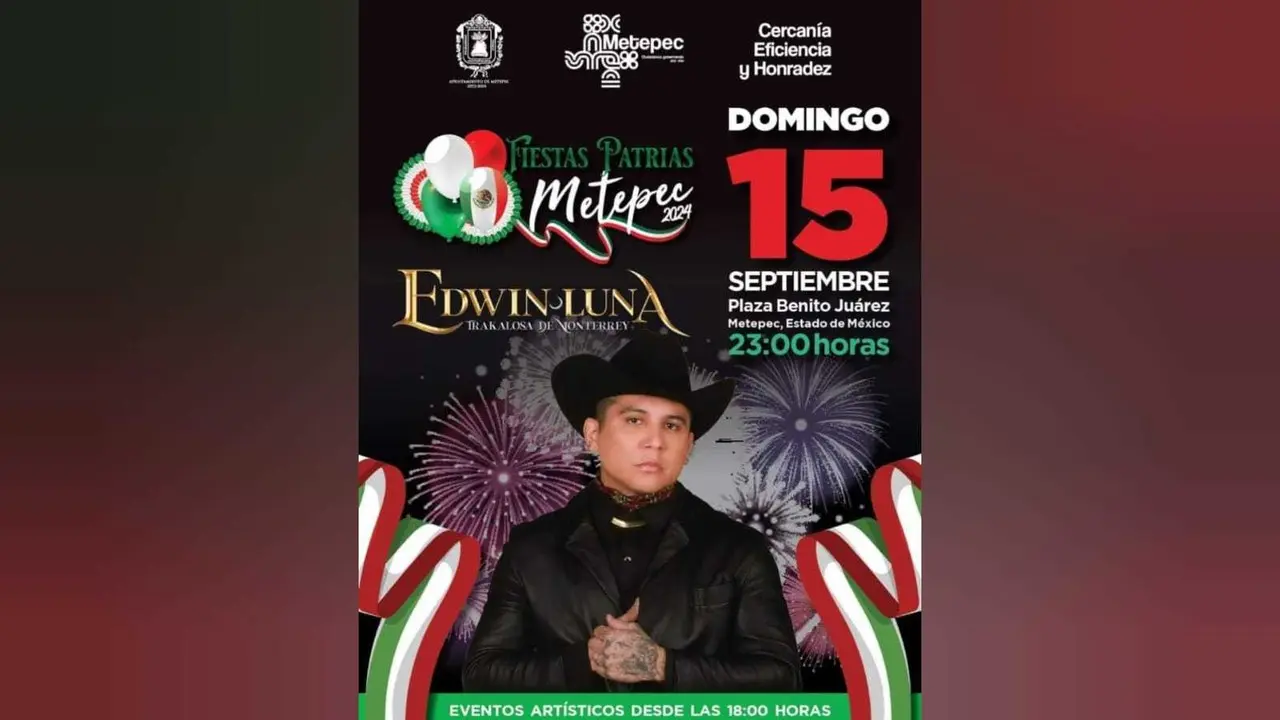 Cartel estelar para el Grito de Independencia en Toluca y Metepec. Foto: Especial