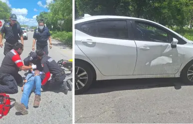 Motociclista choca con vehículo en el peligroso entronque de Conkal