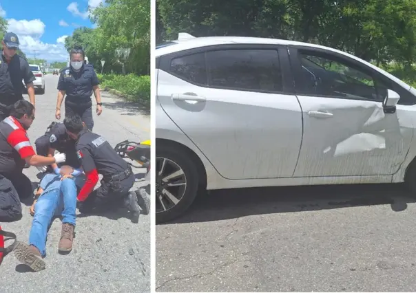 Motociclista choca con vehículo en el peligroso entronque de Conkal