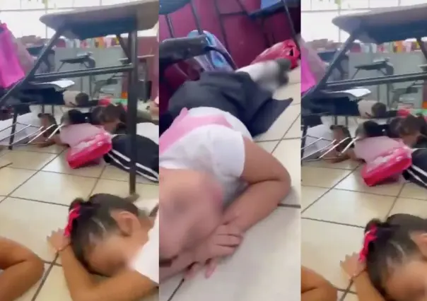 Maestra calma a alumnos con actividad de relajación, durante balacera (VIDEO)