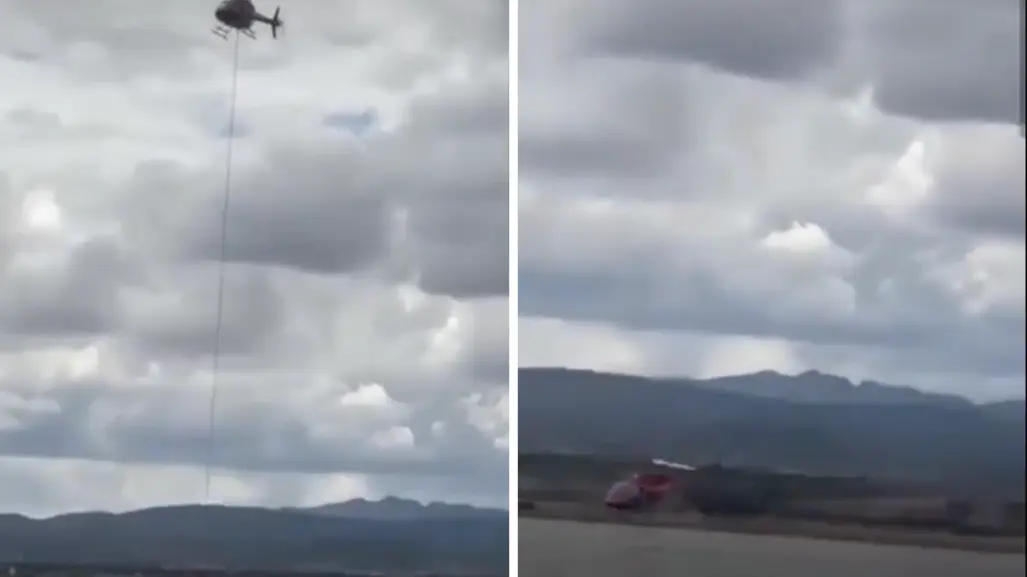 Helicóptero se desploma en presa de Chihuahua, rescatan a tripulantes | VIDEO