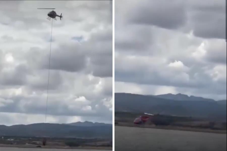 Helicóptero se desploma en presa de Chihuahua, rescatan a tripulantes | VIDEO