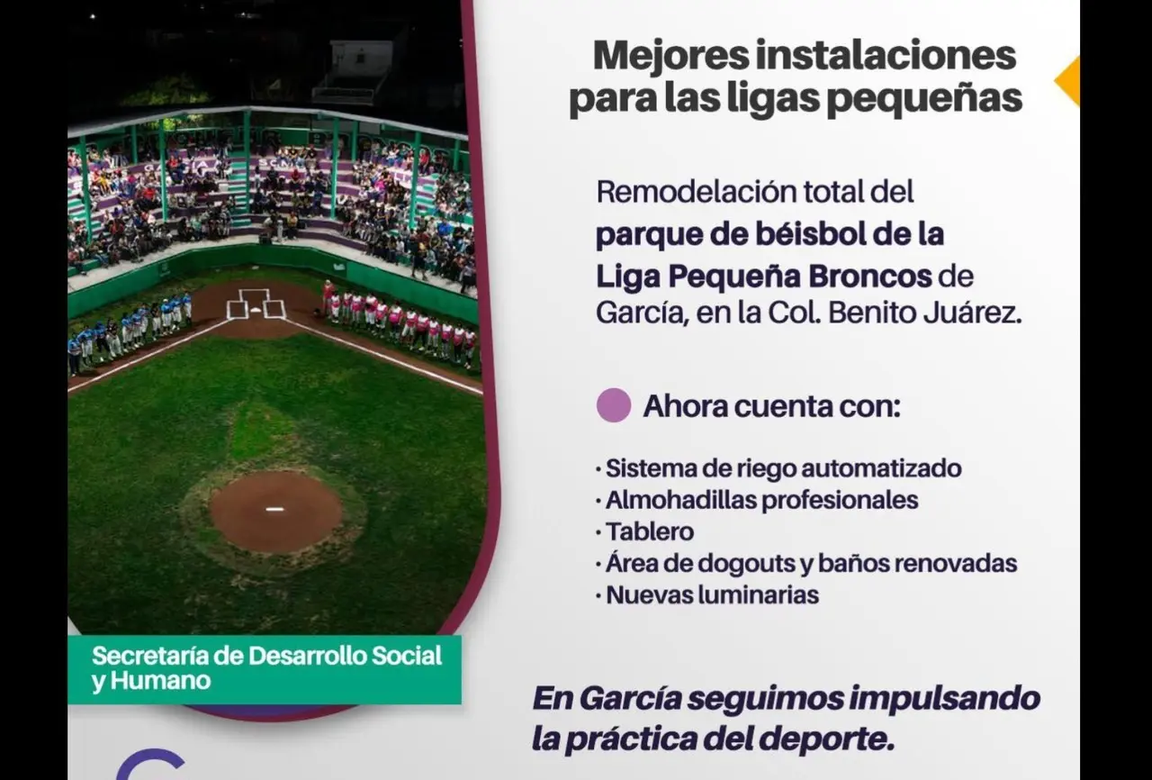 Modernización integral del parque de béisbol en García, Nuevo León