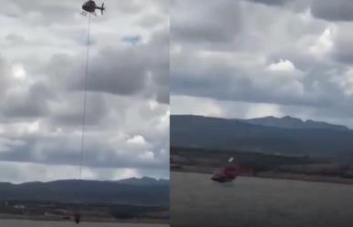 Se desploma helicóptero en presa de Chihuahua (VIDEO)