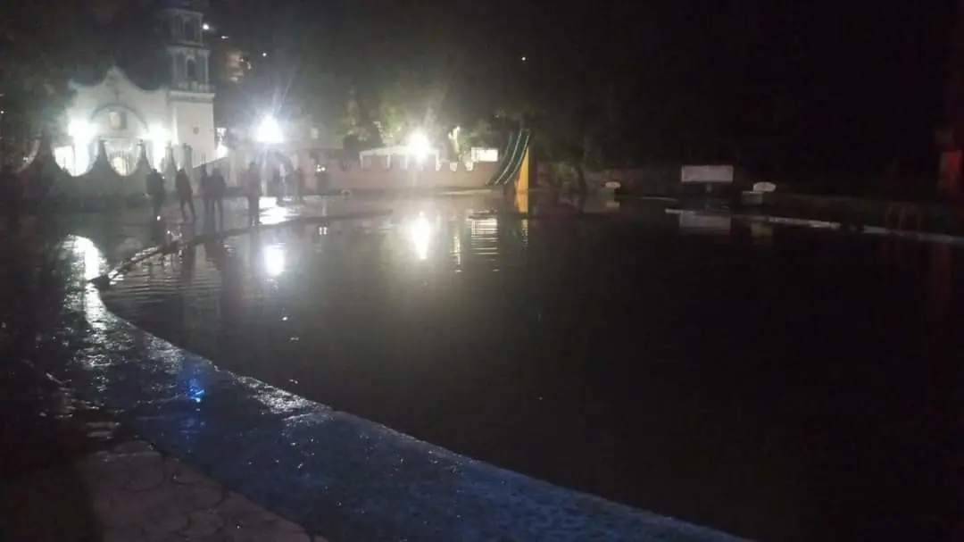 Inundación afecta al Santuario Ojo de Agua en Almoloya de Juárez. Foto: RRSS