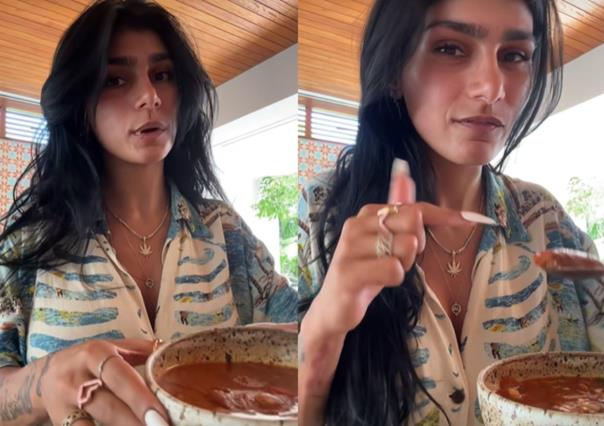 Mía Khalifa fascinada con el menudo mexicano ¡Es perfecto!