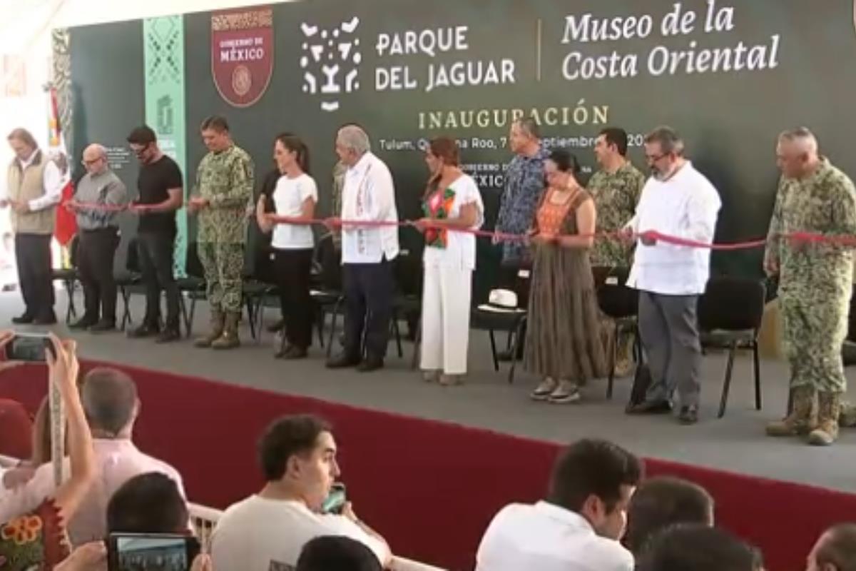 Inauguración del Parque Nacional del Jaguar y Museo de la Costa Oriental. Créditos: X @lopezobrador_.