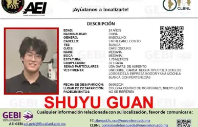 Localizan con vida a joven chino reportado como desaparecido en Monterrey