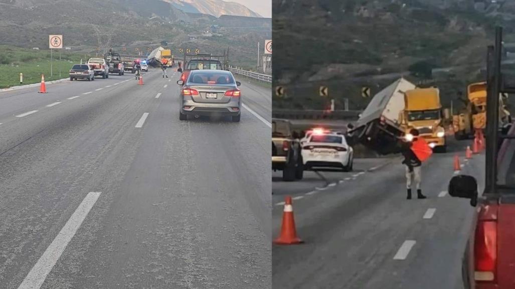 Accidente vial en la carretera libre Saltillo-Monterrey