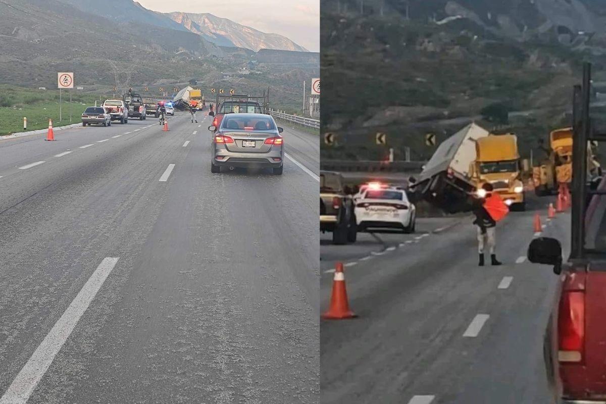 Accidente en el km 40 en la carretera libre Saltillo-Mty. Foto de redes.