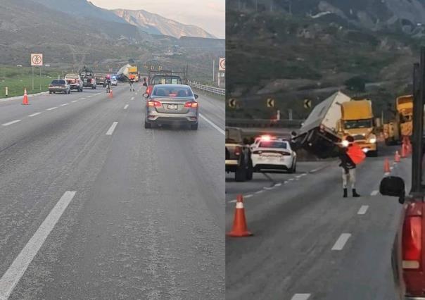 Accidente vial en la carretera libre Saltillo-Monterrey