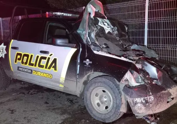 Sufren policías de Durango fuerte accidente; hay dos hospitalizados